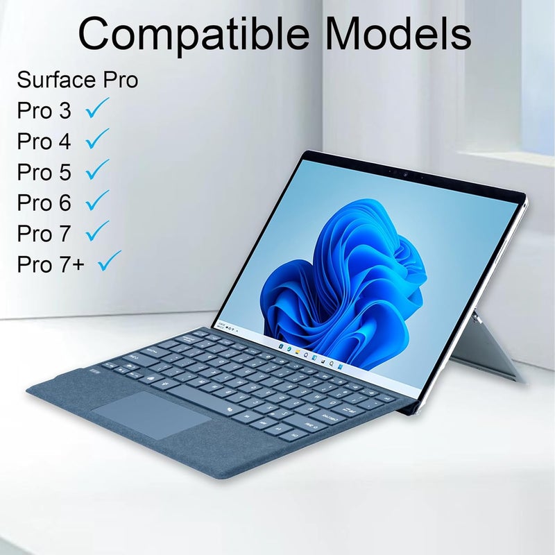Mobee Type Cover for Microsoft Surface Pro 7+/ Pro 7 / Pro 6 / Pro 5 / Pro 4 / Pro 3, Bluetooch Type Keyboard with Multi-Touch Trackpad, Ultra Silm (Cobalt Blue with Backlit) - Image 2